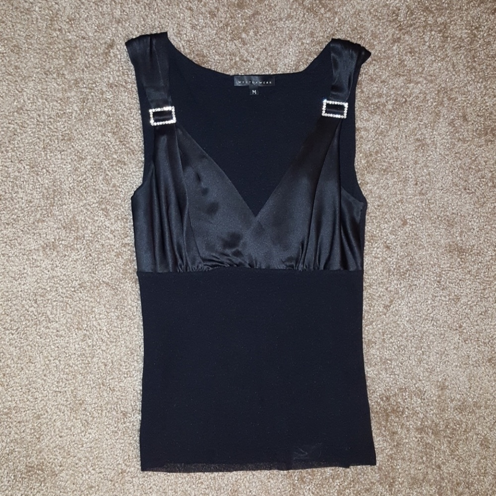 SEXY Black Weston Wear medium silk with rhinestone